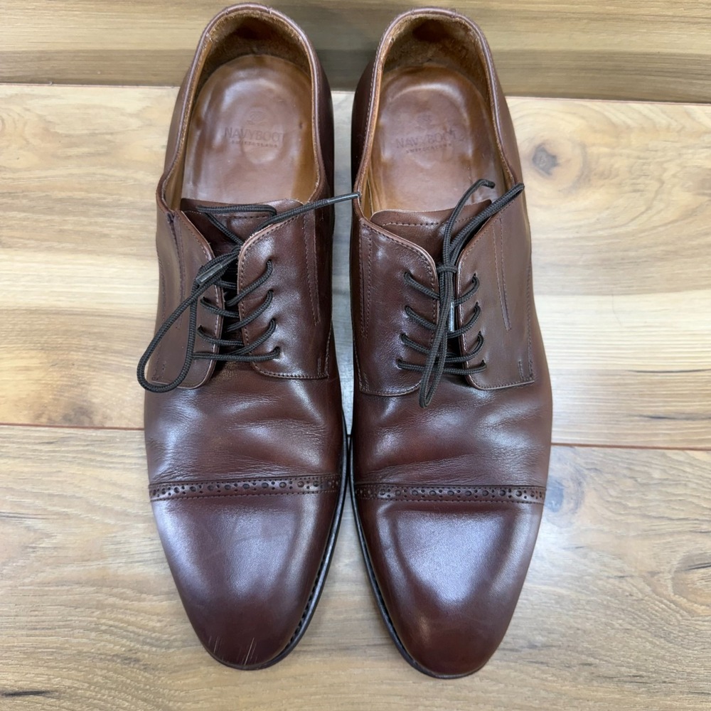NAVYBOOT Switzerland Derby Shoes 12 EU 45 Brown Leather Cap Toe Formal‎ Business